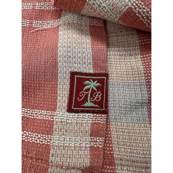 Tommy Bahama Shirt Mens XL Salmon Plaid Silk Short Sleeve Button Up Relax - Picture 2 of 10